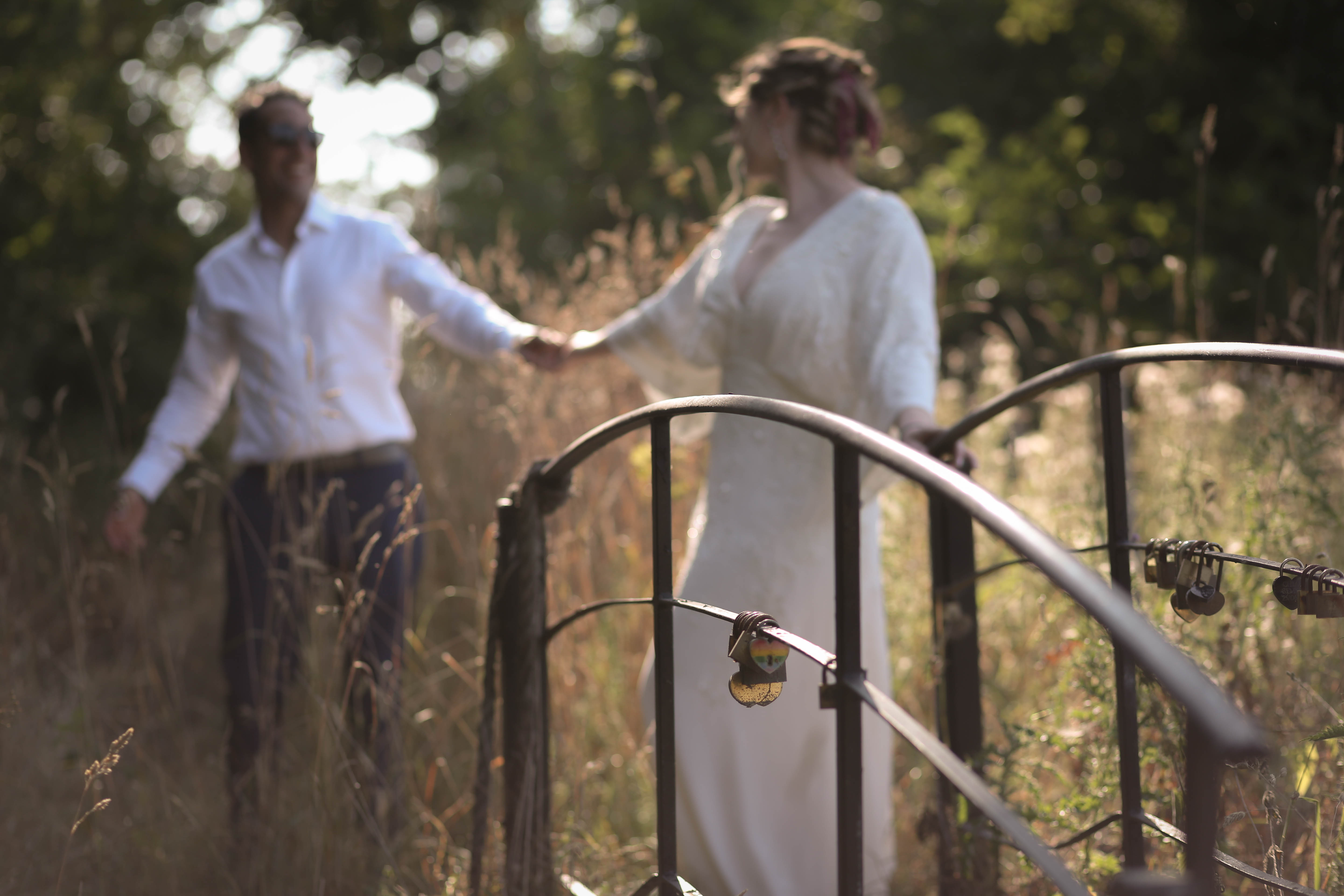 Wedding couple photographed outdoors by Ruby Salmon Photography at Stanford Farm